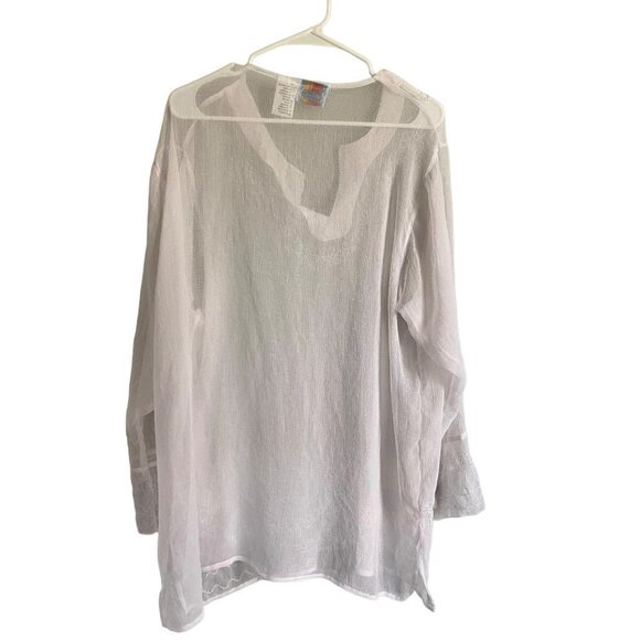 Sand N Sun Sheer White Long Sleeve Swim Cover Up 1X - Picture 3 of 7